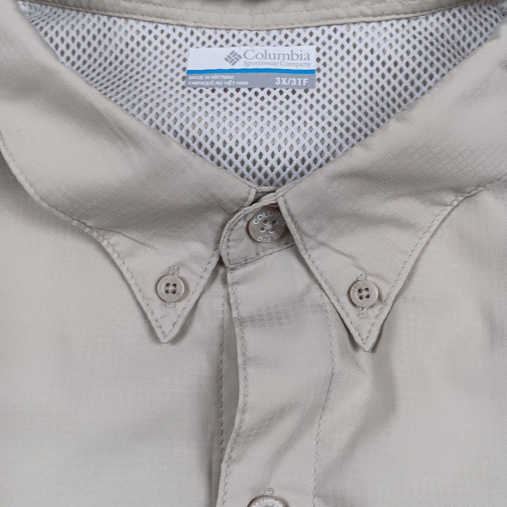 Columbia Fishing Shirt Tamiami II Men 3X Tan Vented Ripstop PFG FS7253 - Picture 5 of 12
